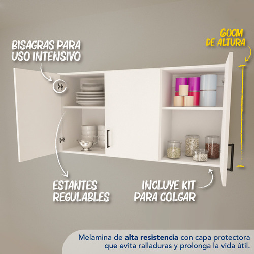Mueble Alacena Cocina 3 Puertas Melamina 120cm Oferta!!!