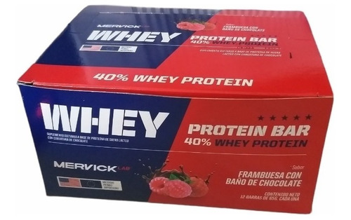 Mervicklab Whey Protein Bar Sabor Frambuesa Caja 12 Un 780g