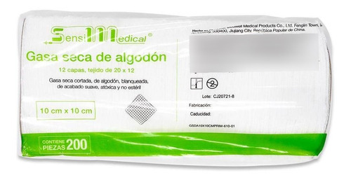 Cortada De Algodon No Esteril 10cm X 10cm Tejido 2 Gasa