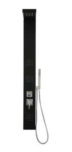 Columna Ducha Escocesa Negra De Aluminio 140x15cm Con 3 Jets