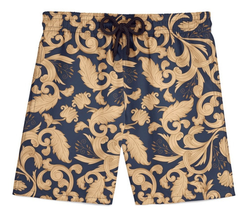 Bermuda Tactel Floral Golden Luxo Girassol Retro Tumblr