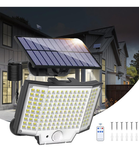 Lámpara Solar 160 Led Exteriores De Pared Sensor 3 Modos