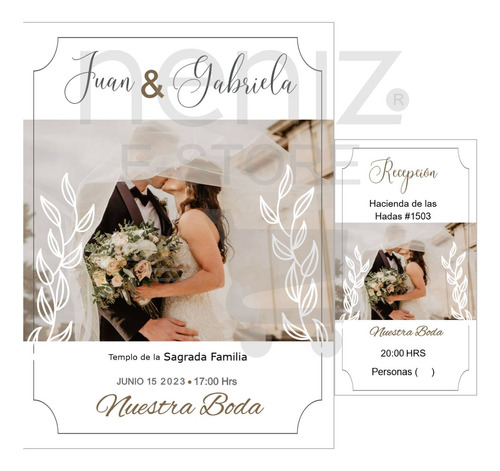 50 Invita Boda Fotografia +pases+sobres De Celofan+sellos 