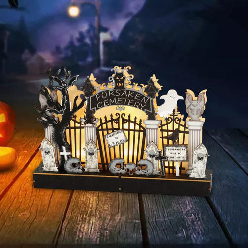 Adornos De Madera Para Halloween, Decoración De Mesa