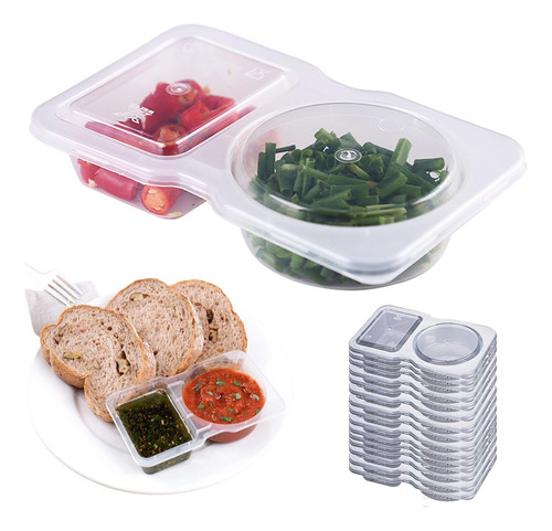 10/15/20/30/40/50 Pack Double Compartment Condiment