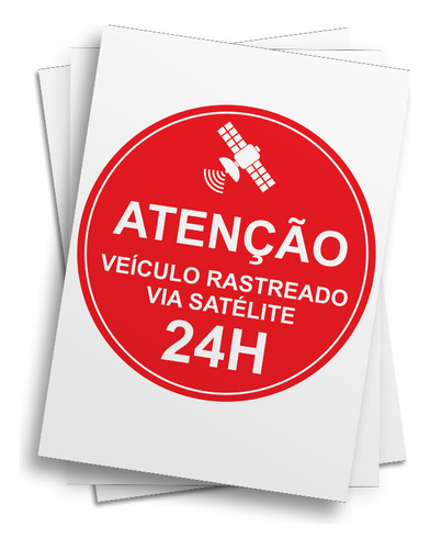 Cartela De Adesivo Veículo Rastreado Via Satélite 19x19cm
