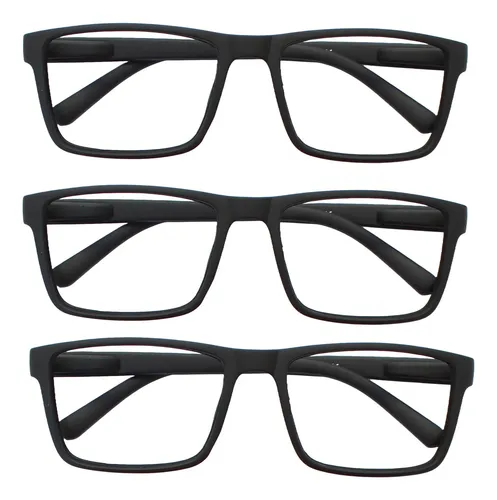 Kit 3 Oculos Para Leitura Emborrachados De +1.00 Ate +4.00