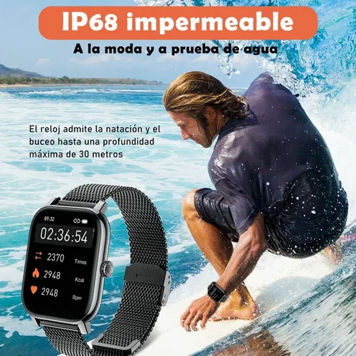 Reloj inteligente (respuesta/hacer llamada), reloj inteligente de 1.85  pulgadas para hombres y mujeres, resistente al agua IP68, más de 100 modos