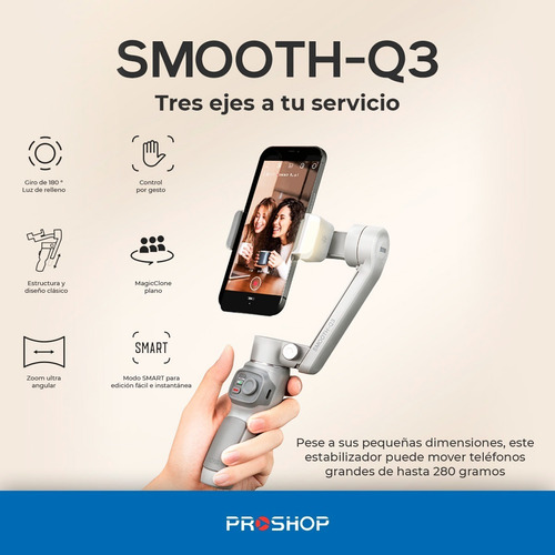 Imagen 3 de 10 de Gimbal Zhiyun Smooth Q3 Combo Estabilizador Tripode Celular!