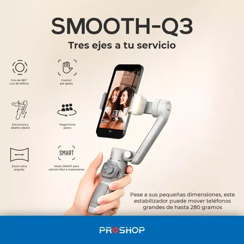Estabilizador en tres ejes para smartphone, Smooth Q3 versión Combo, marca  Zhiyun