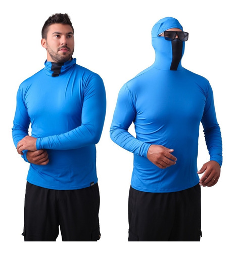 Camisa Ninja Proteção Uv50+ Pesca Rep. À Inseto Azul Royal