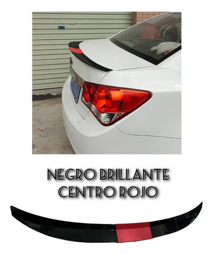Lip Alerón Maletero Tunning Autos Negro Brillante Con Rojo 