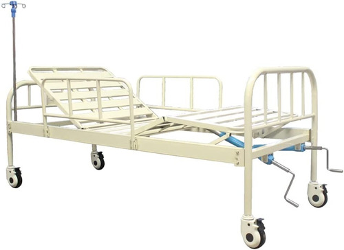 Cama Hospitalaria Manual Reclinable Portasuero Y Barandales