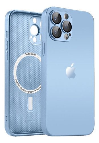 Capa Luxo Glass P/ iPhone 14 Pro Max Magsafe Cor Azul-sierra