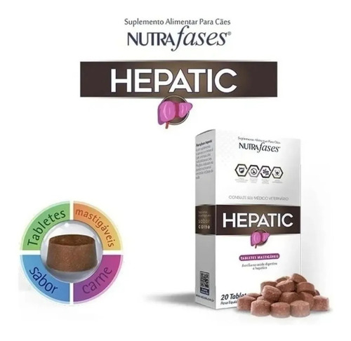 Hepatic Nutrafases Suplemento P/ Cães Hepatic 20 Tabletes 