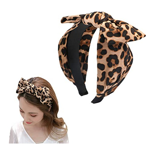 Diademas Gruesas Con Lazo De Leopardo Para Mujer, Pajarita B