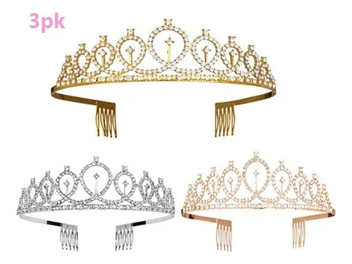 3corona Accesorios Para Cabello Cumpleaños Decoración Fiesta Oro Rosa Oro Plata Heaimo