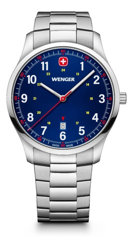Wenger Reloj City Sport , Azul, 42 Mm Color de la correa Plateado Color del bisel Plateado Color del fondo Azul