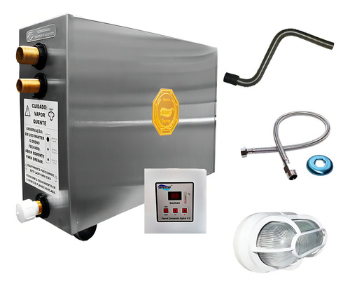 Kit Sauna Impercap 6kw 380 Trif + Luminária + Kit Instalação 380V