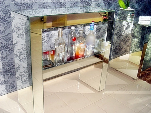 Aparador Bar Espelhado Luxo Dubai 100x85x40 Cm