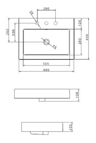 Bacha Baño Deca L119 Lavatorio Apoyo Rectangular 1 Agujero