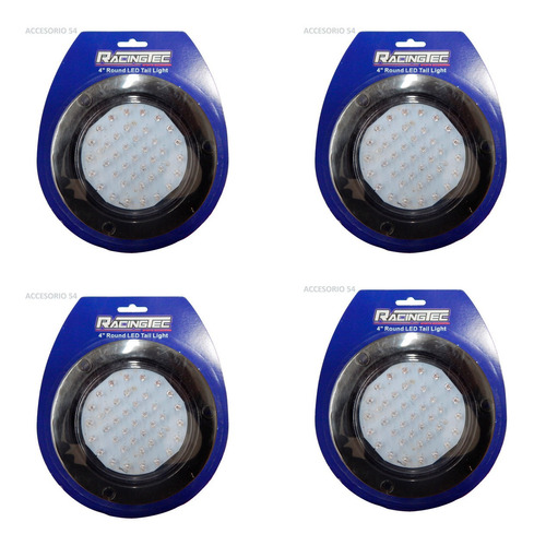 4 Plafónes Redondo Para Camion Blanco 4 39 Led Rojo/azul