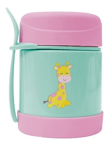 Pote Termico Infantil Bebe Aço Inox Animais C/ Colher Buba