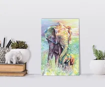 Comprar Cuadro Canvas Elefantes Tipo Acurela Colores Lienzo Canvas Color Multicolor Armazón Bastidor