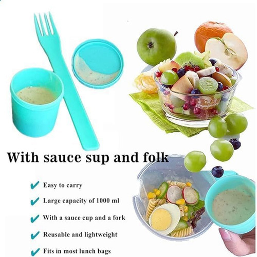 Vaso Para Ensalada, 4 Unidades, Con Tapa Y Tenedor