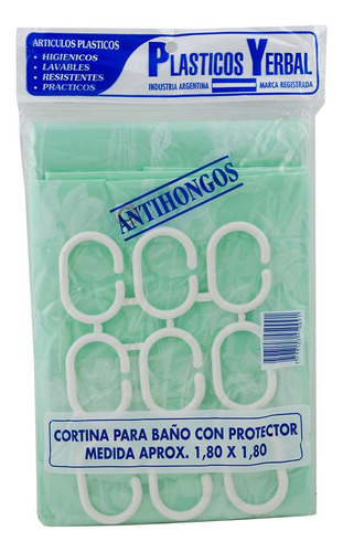 Imagen 1 de 2 de Cortina Para Baño Con Protector Y Argollas 1.80 X 1.80 Mt Pe