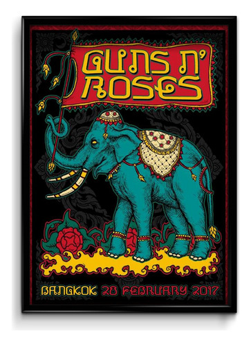 Cuadro Guns N Roses Bangkok 2017 35x50 (marco+lámina+vidrio)