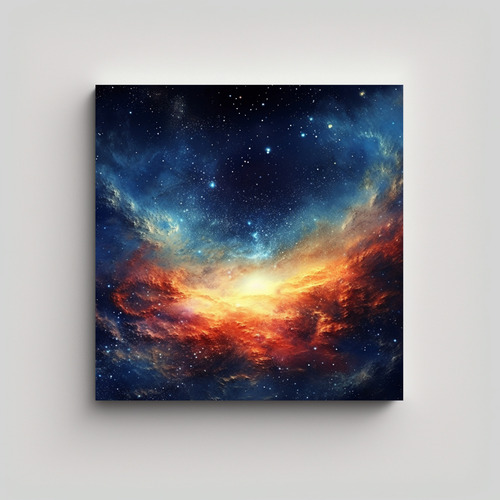 50x50cm Cuadro Acuarela Belleza Galaxia Vía Láctea Flores