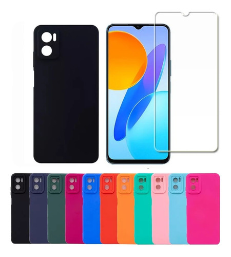 Funda Para Motorola E22 Protector Silicona Case + Vidrio Hd