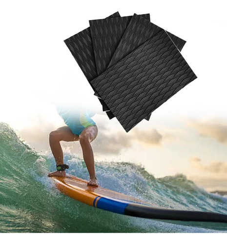 4x Deck Grip Mat Tabla De Surf Almohadillas De Negro