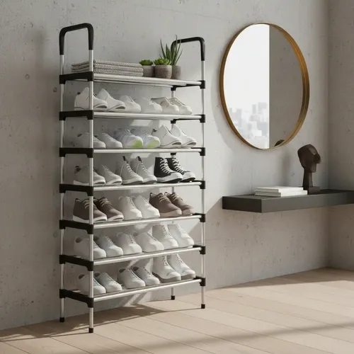 Sapateira 7 Andares Vertical Organizador De Calçados Preto