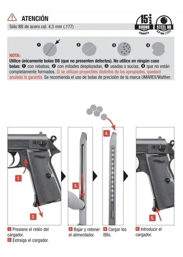 Pistola Co2 Walther Ppk/s Co2 4,5mm 15 Tiros Bw