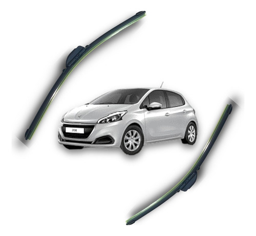 Kit 2 Escobillas Delanteras Flex Peugeot 208 2013 A 2019