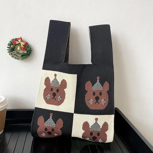 comprar Bolsa De Mano Tejida Con Dibujos Animados De Animales, Elega