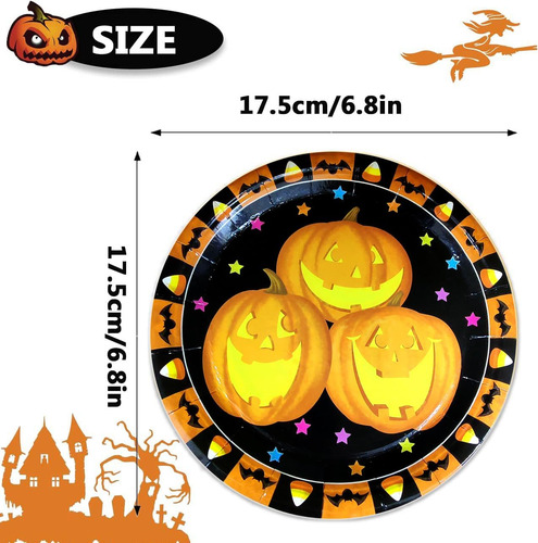 Ginfonr 20 Piezas Decoración De Halloween Plato De Papel Par