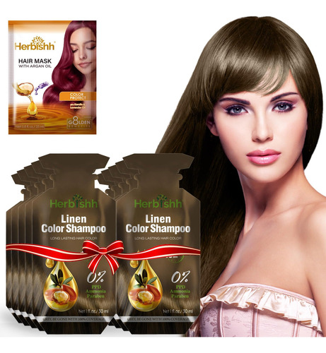 Herbishh Hair Color Shampoo 10 Bolsitas + 1 Bolsa De Mascari