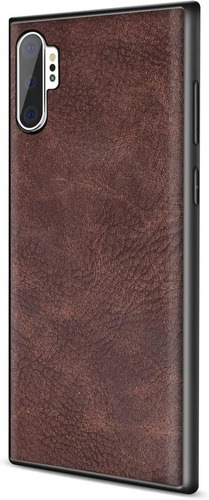 Funda De Cuero Premium Para Galaxy Note 10 Plus Marron