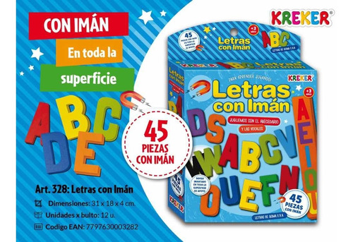 Imagen 2 de 3 de Letras Imantadas En Toda La Superficie De Apoyo Kreker