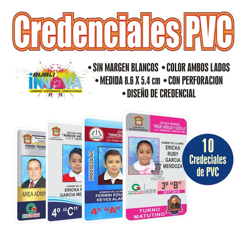 10 Credencial De Pvc A Todo Color Ambos Lados