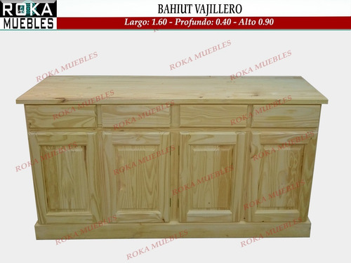Imagen 1 de 3 de Bahiut Vajillero Macizo Pino 180x40x90 Roka