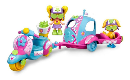 Imagen 5 de 8 de Pinypon Con Su Mascota, Moto Y Remolque