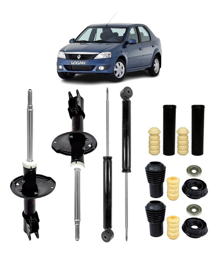 4 Amortecedor+ Kit Suspensão Renault Logan 2010 2011 2012