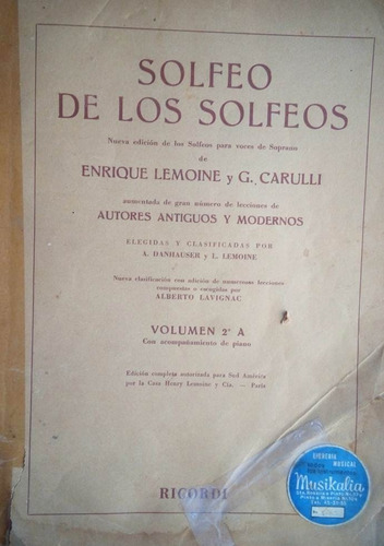 Solfeo De Los Solfeos E Lemoine G Carulli Volumen 2 A