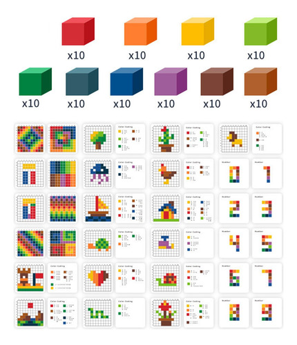 Cubos Coloridos, Juguetes Educativos De Con 24 Cartas