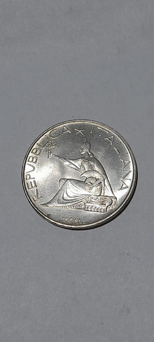 Moneda Italia 500 Liras 1961. Km #99. Plata Excelente