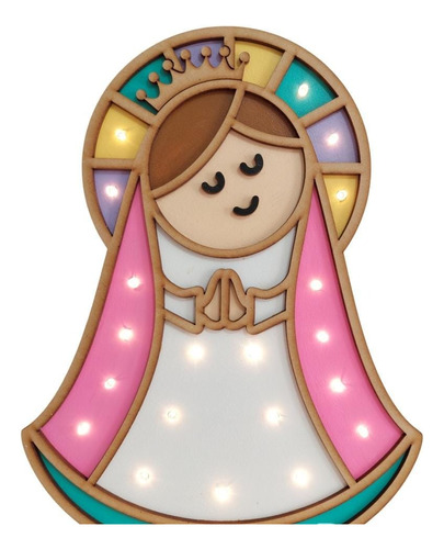 Lámpara Infantil Led/ Virgencita/ Velador Comunion Bautismo